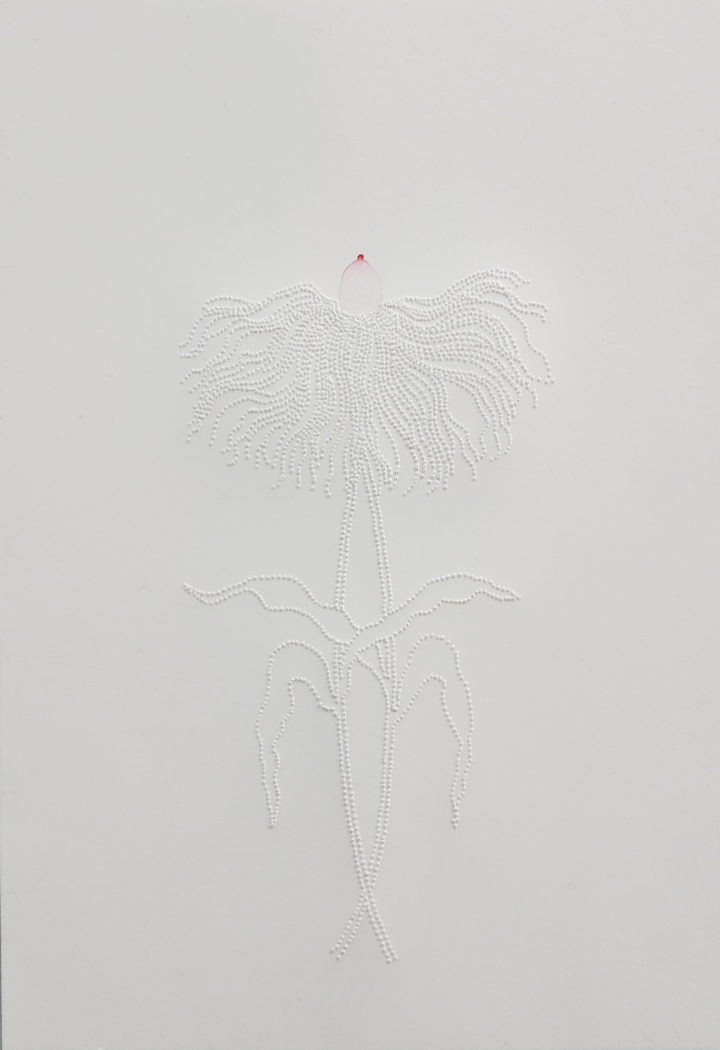 Marielle Degioanni, Double Meaning, Perforations and watercolor, 18x26cm, 2020.